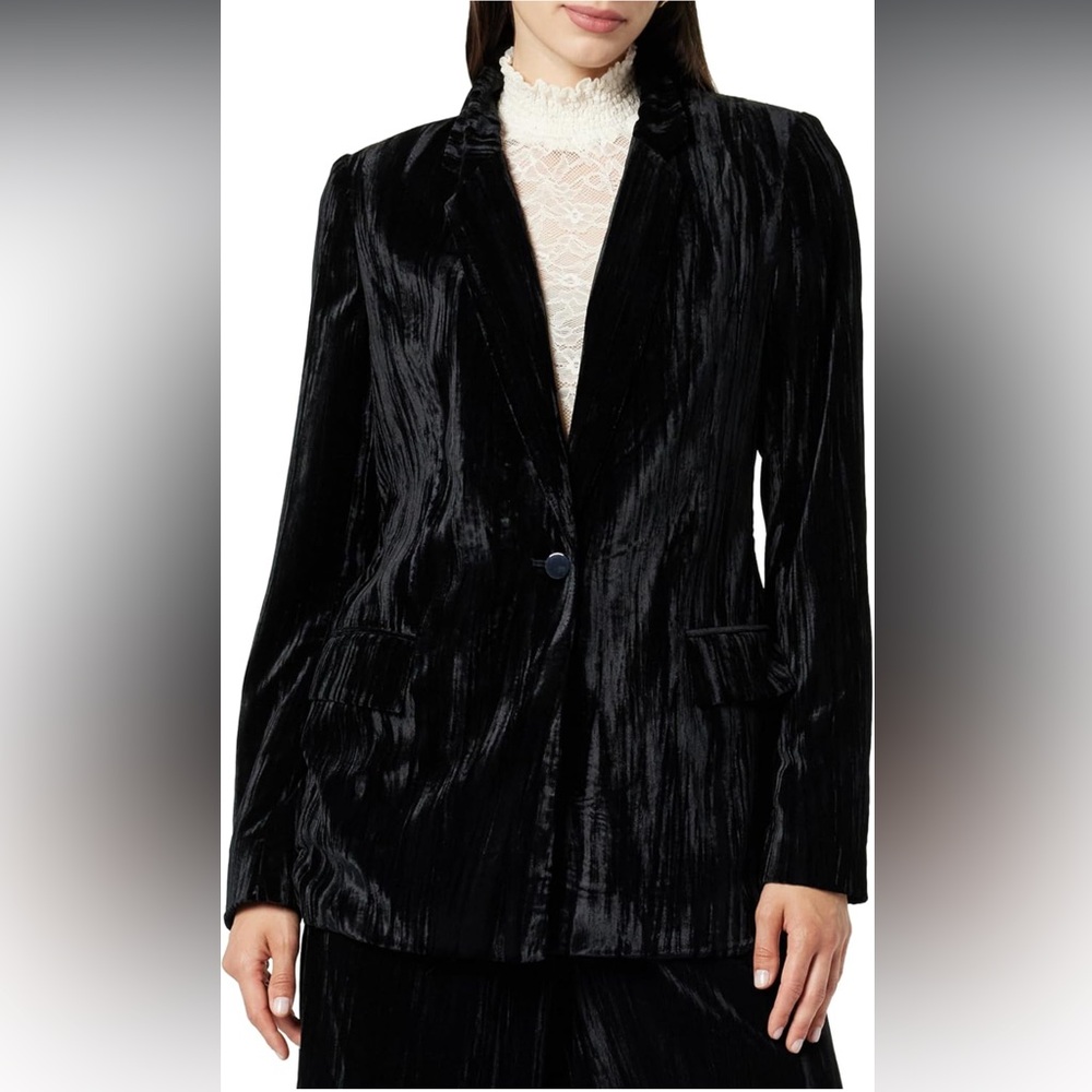 The Drop Women's Blake Long Blazer - Black Velvet - Medium